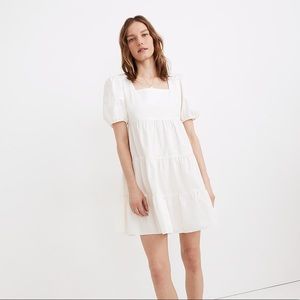Size 10 Madewell Poplin Puff-Sleeve Tiered Babydoll Dress